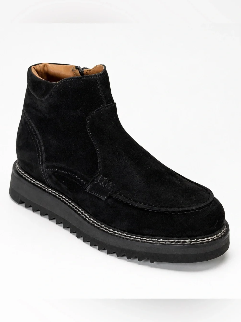 Alberto Ciccioli Men's Black Soft Nubuck Comfort Chukka Boots with Side Zip